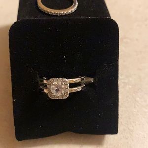 Platina4 Solitaire wedding engagement 2 piece  Ring jacket and band